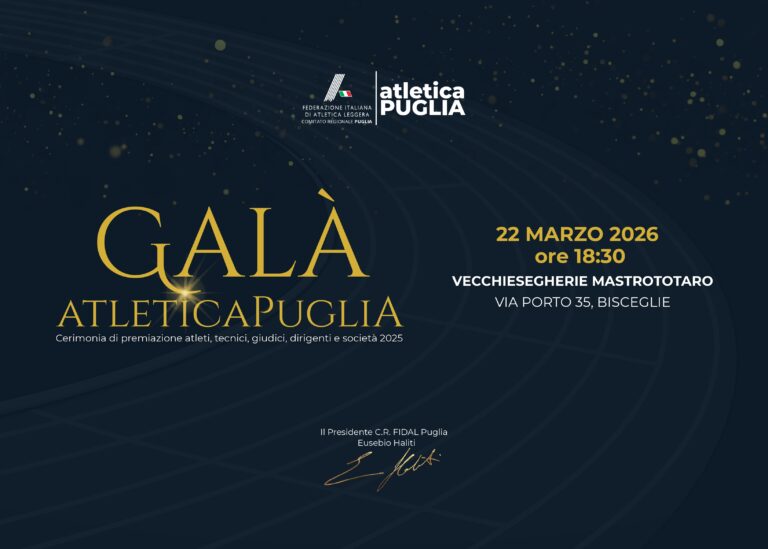 INVITO GALA' DELL'ATLETICA, 22 MARZO @ Vecchie Segherie Bisceglie