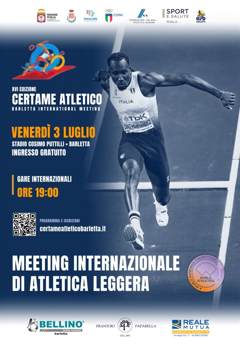 Loc. XVI Certame Barletta international Meeting, 3 lugllio 2026, Stadio Puttilli