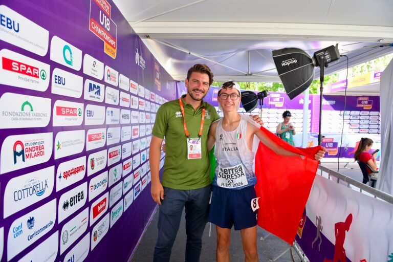 Eusebio Haliti con il marciatore d'argento Davide Sorressa (foto Francesca Grana, FIDAL)