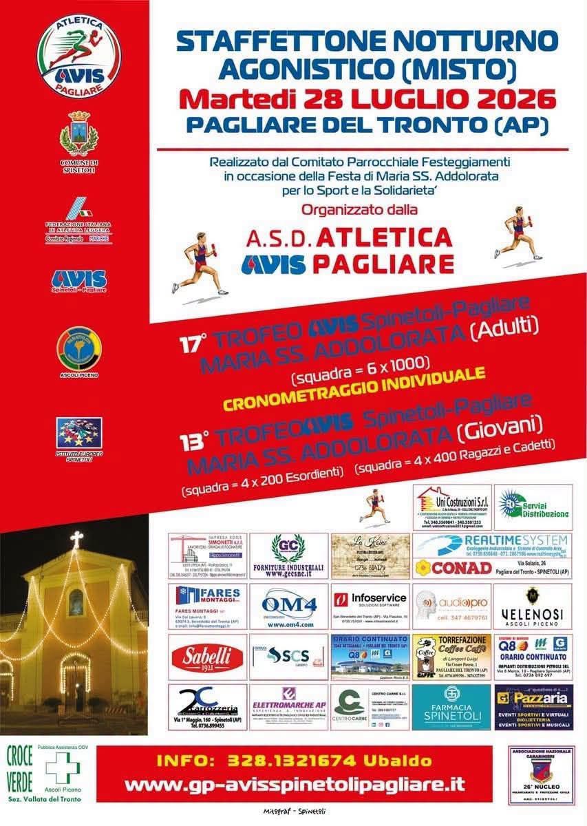 Staffettone Notturno Agonistico Misto 28072026 locandina